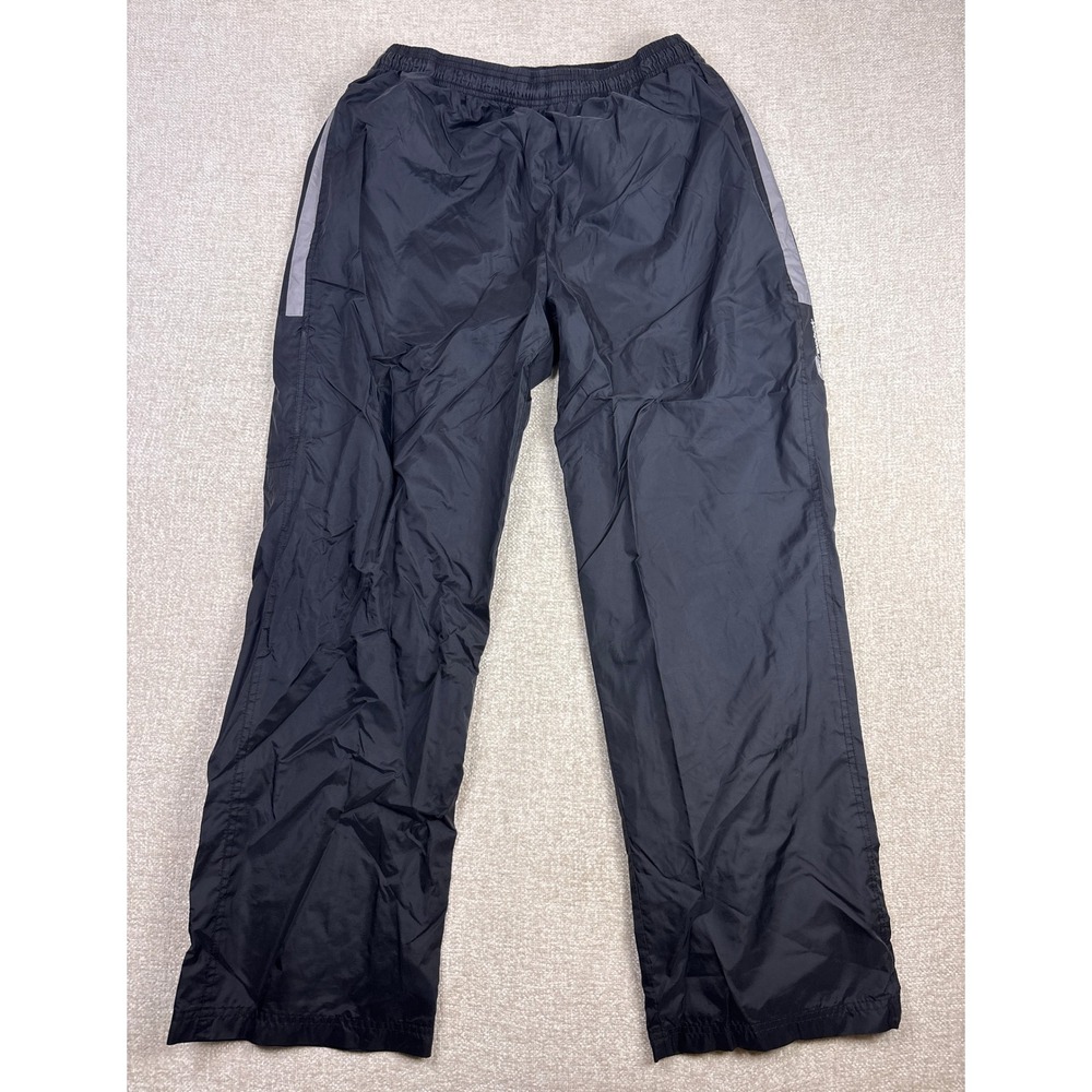 Reebok Mens Windbreaker Track Pants Black Grey Stripe Mesh Lined XL